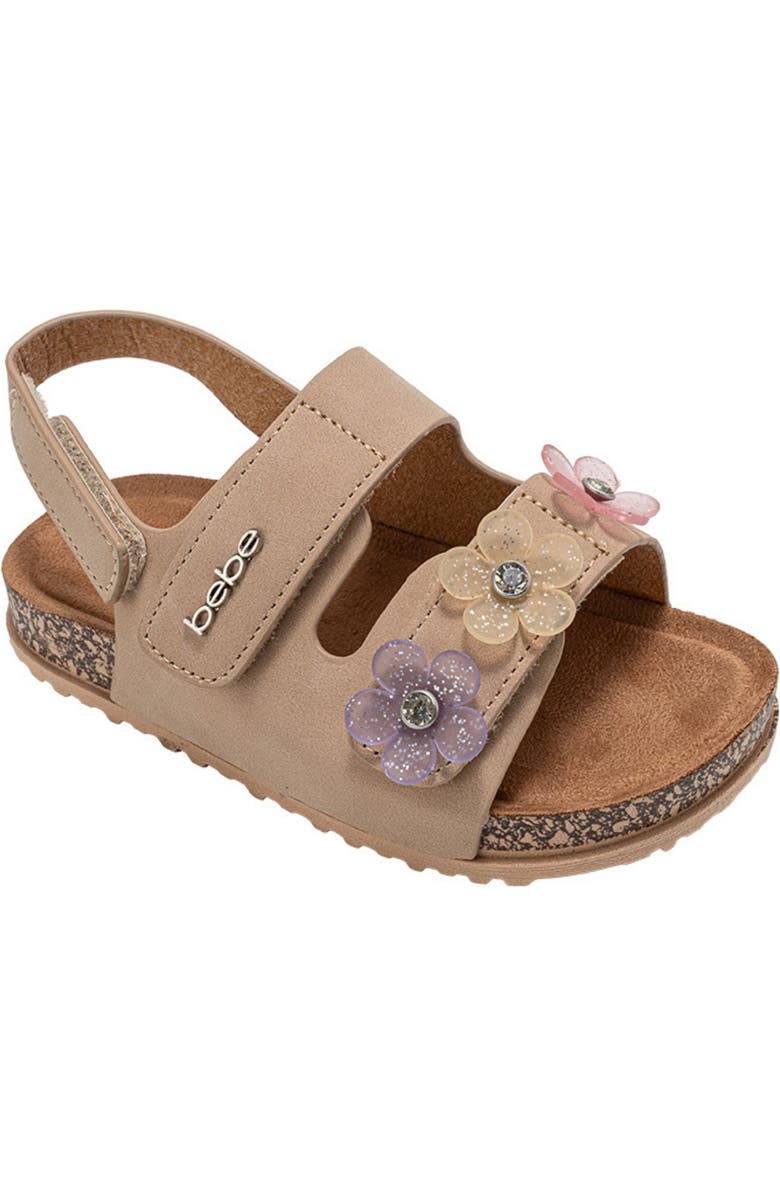 bebe Kids' Blossom Footbed Sandal, Main, color, Tan