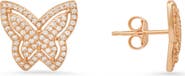 Queen Jewels Sterling Silver CZ Butterfly Stud Earrings