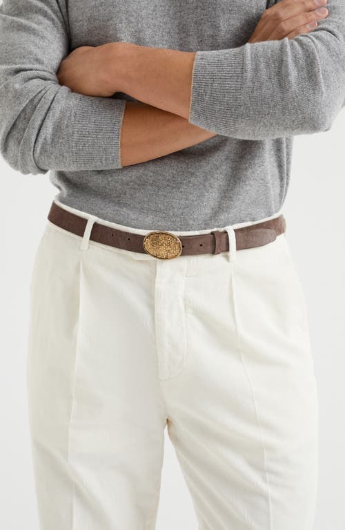Brunello Cucinelli Cotton-virgin Wool Gabardine Italian Trousers In Off-white