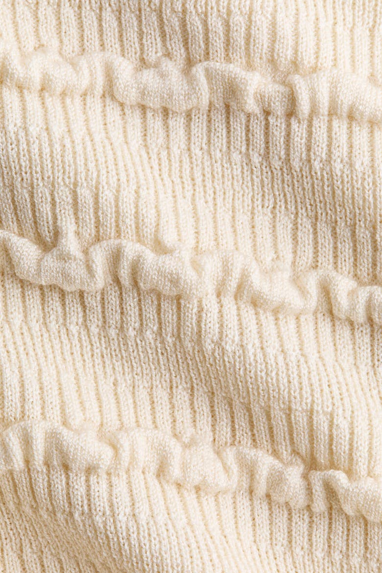 Ruffle-trimmed Knit Top, Alternate, color, Cream