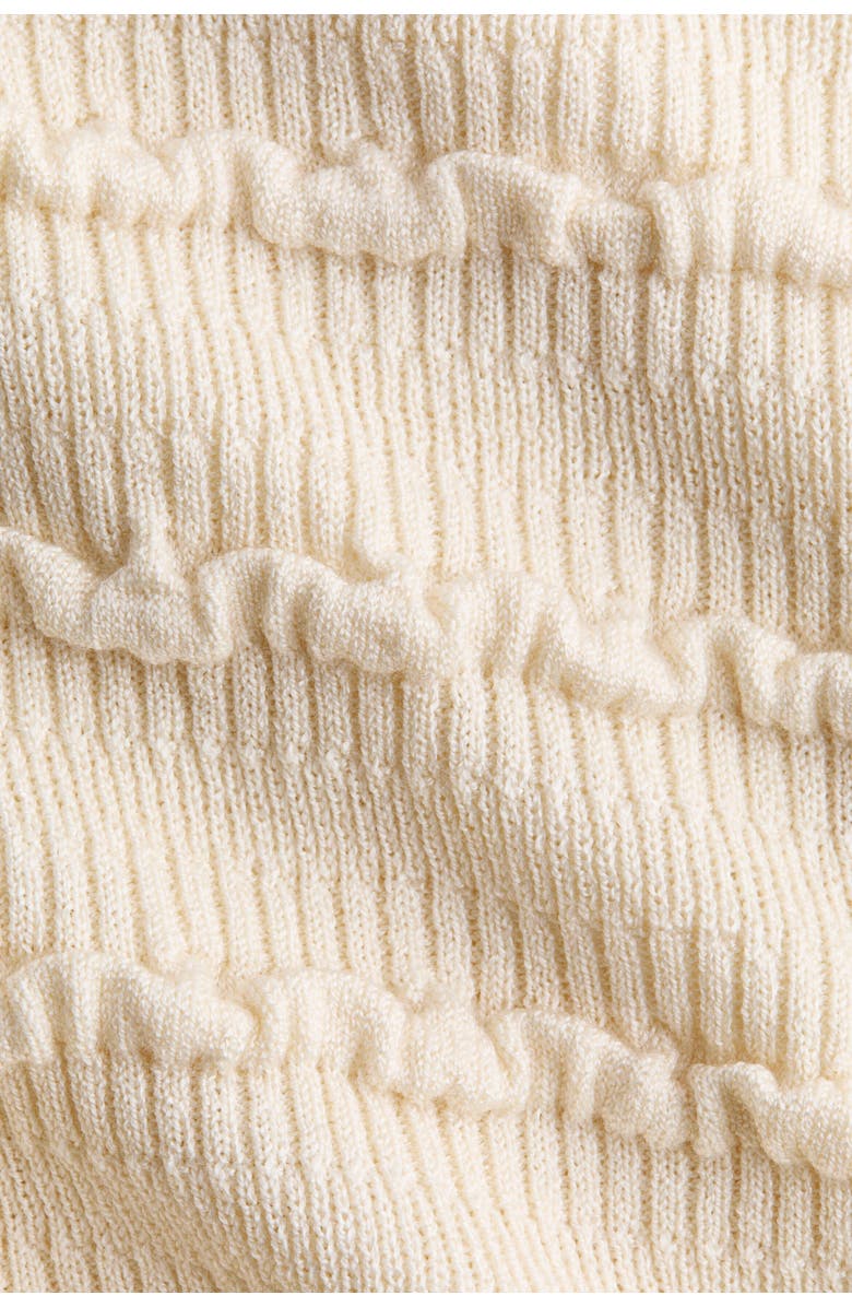 H&M Frill-trimmed Knitted Top, Alternate, color, Cream