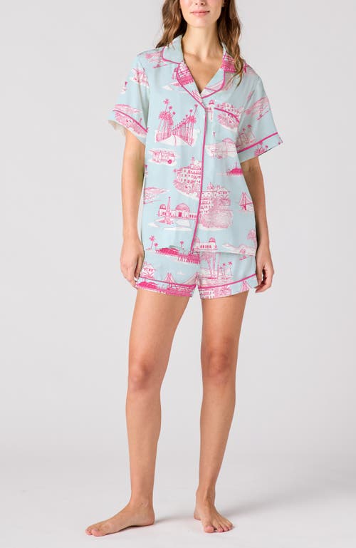 Katie Kime California Toile Shorts Set In Blue