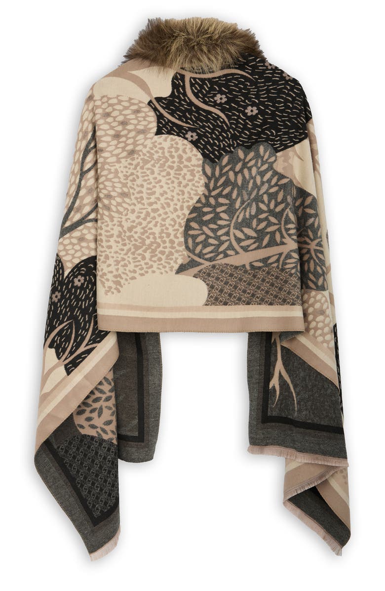 SAACHI Faux Fur Trim Reversible Scarf, Alternate, color, Beige