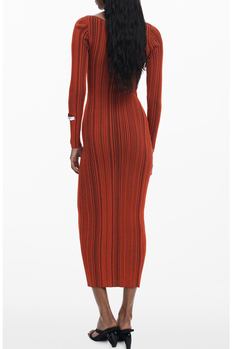 Variegated Rib Long Sleeve Knit Dress, Alternate, color, DARK RED