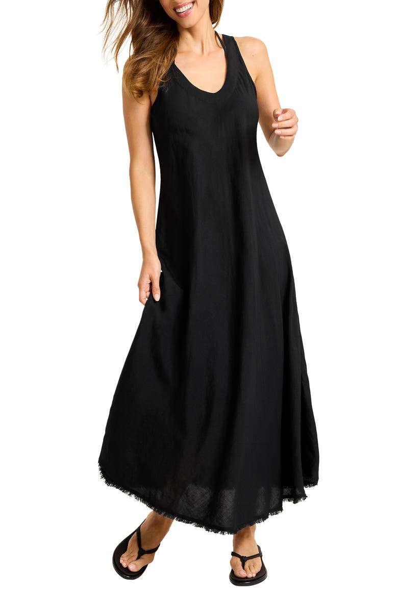 St. Lucia Cover-Up Midi Dress, Main, color, BLACK