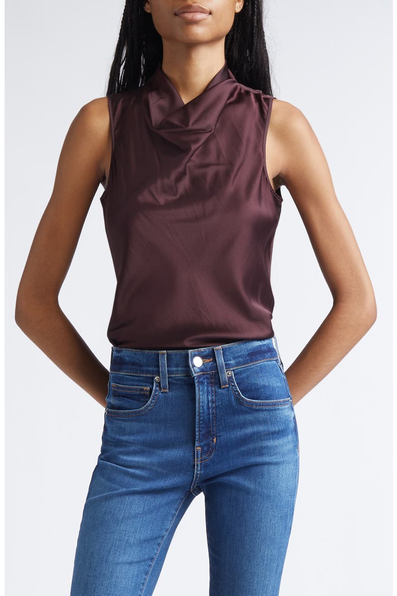 Tam Cowl Neck Sleeveless Silk Blend Top, Main, color, DARK CURRANT