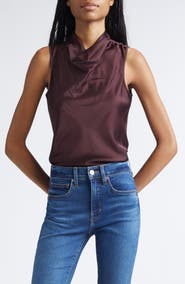 Veronica Beard Tam Cowl Neck Sleeveless Silk Blend Top