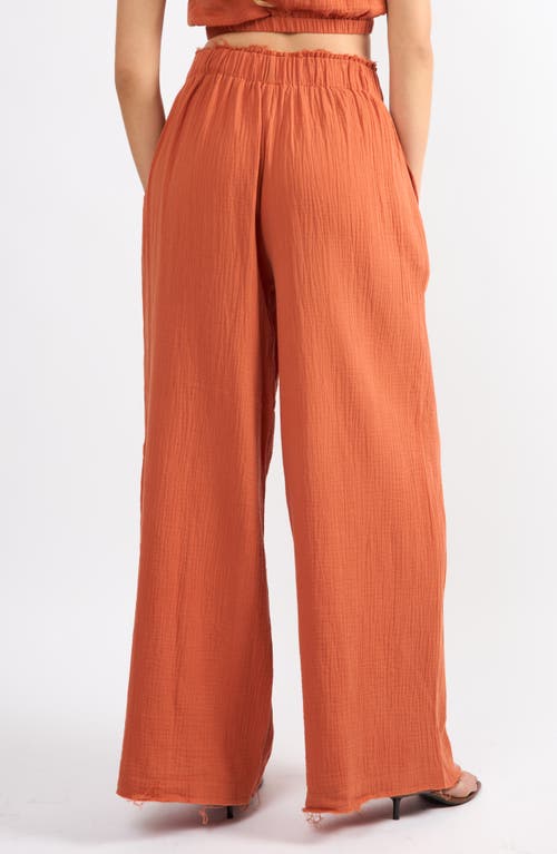 Viens Avec Moi Crinkle Cotton Gauze Wide Leg Pants
