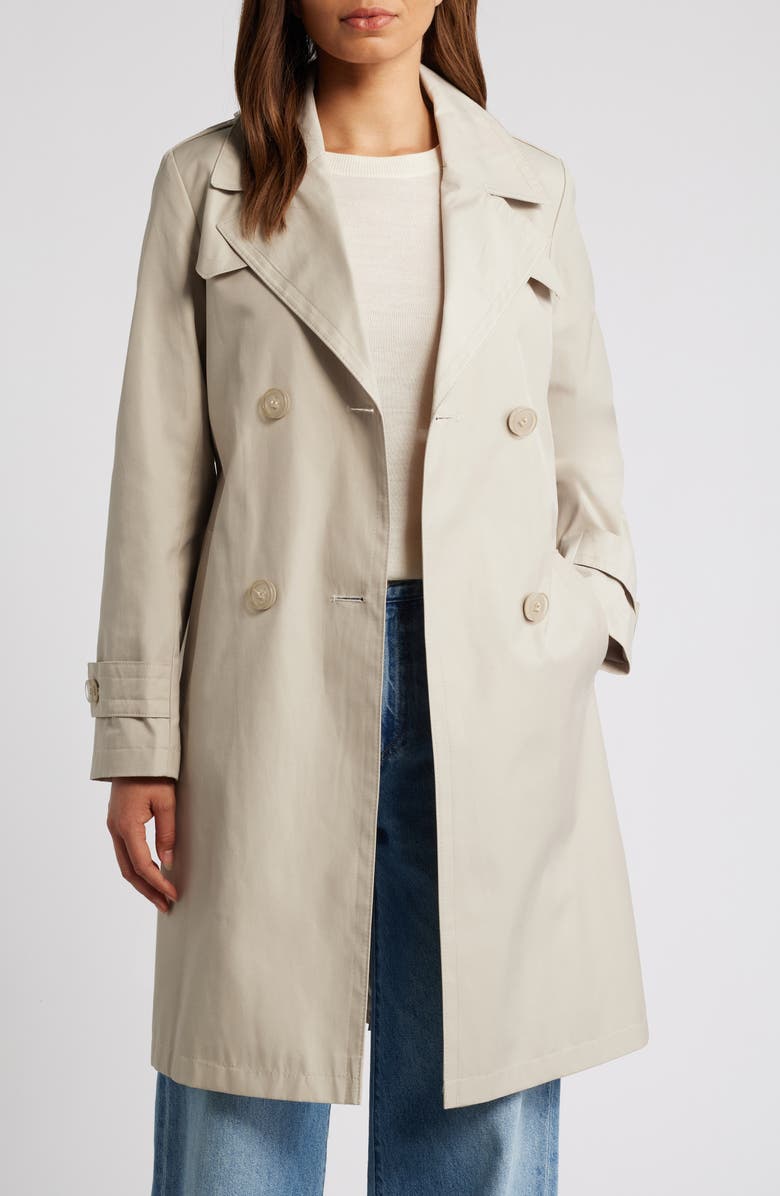 Via Spiga Water Resistant Cotton Blend Trench Coat, Alternate, color, Tone Cream