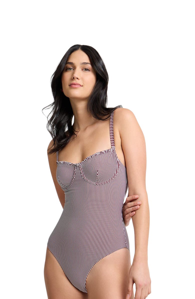Onia Marilyn One-Piece, Alternate, color, Dark Cherry/White