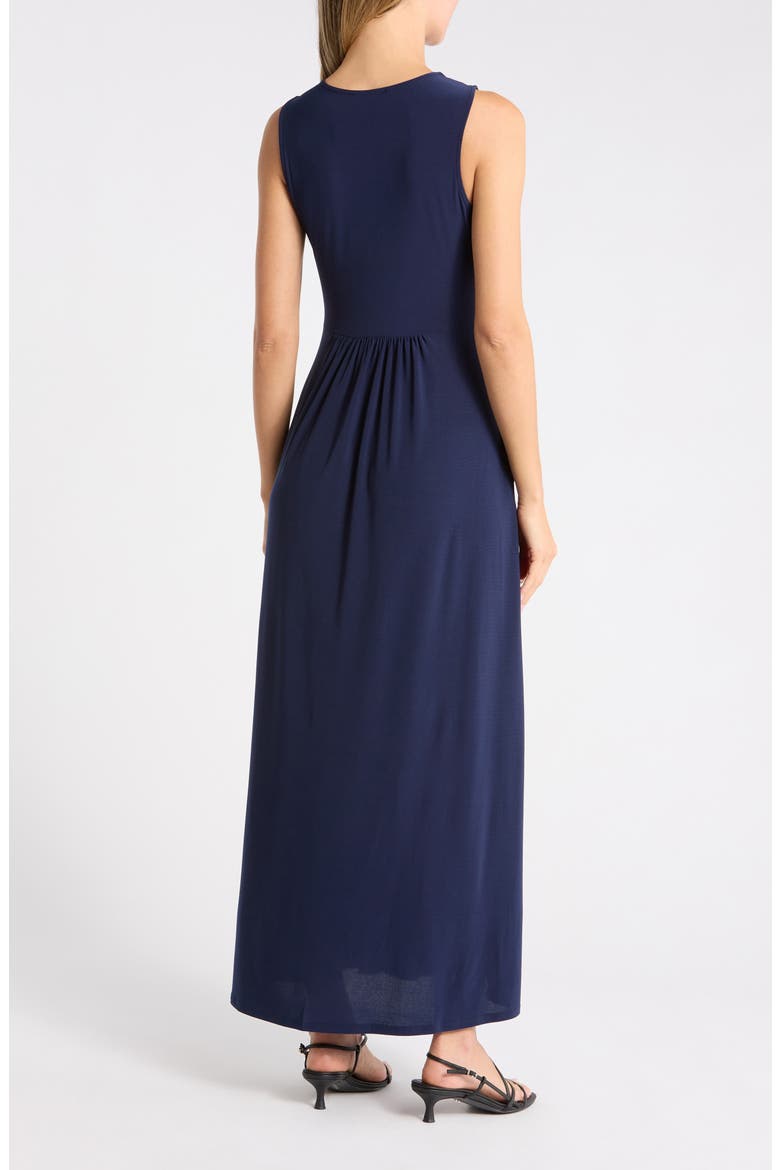 Sleeveless V-Neck Midi Dress, Alternate, color, NAVY