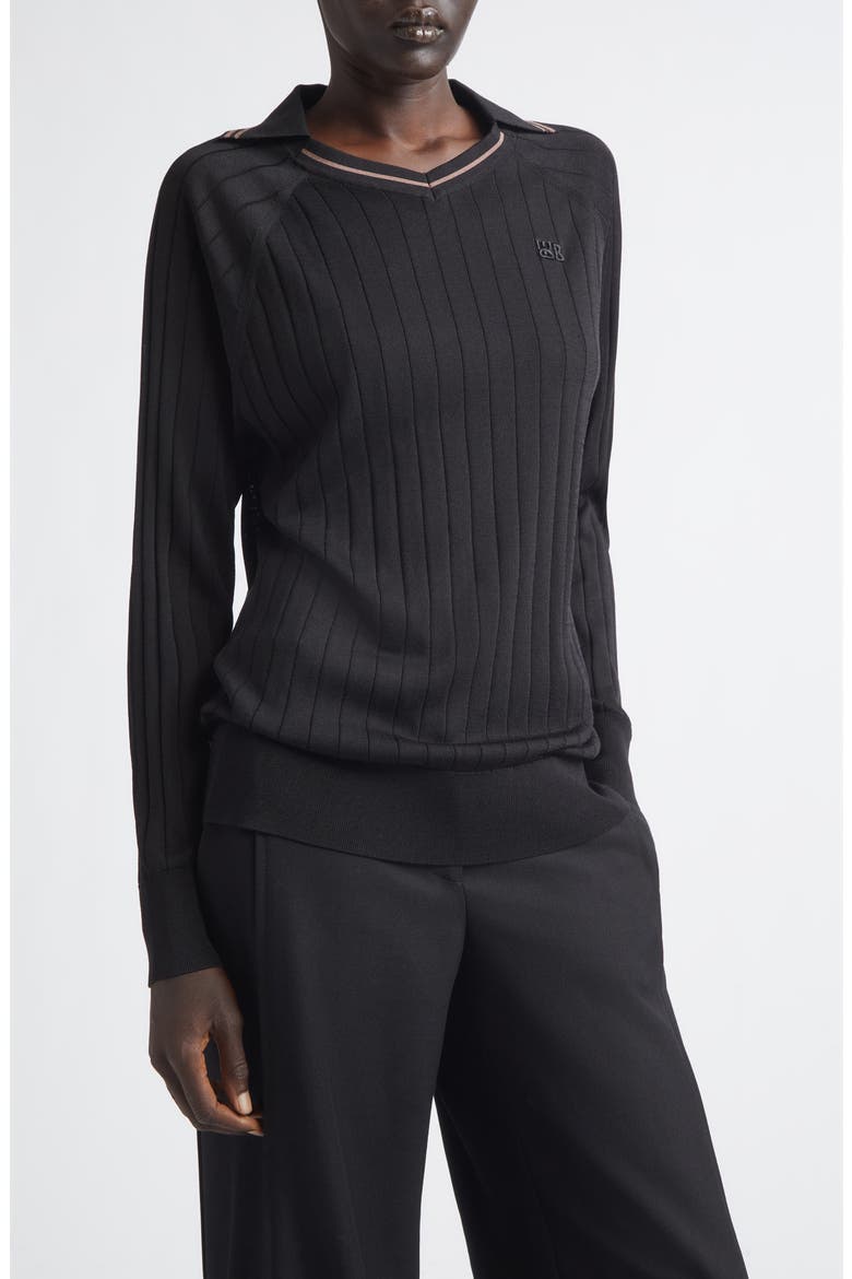 Roots Long Sleeve Rib Polo, Main, color, BLACK