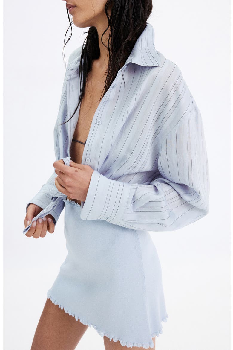 Oversize Stripe Button-Up Shirt, Alternate, color, BLUE