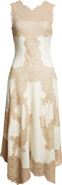 Ulla Johnson Arlette Lace Detail Handkerchief Hem Linen Dress