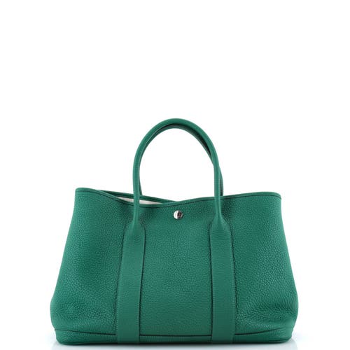 Pre-owned Hermes  Hermes Garden Party Tote Leather 36 In Green
