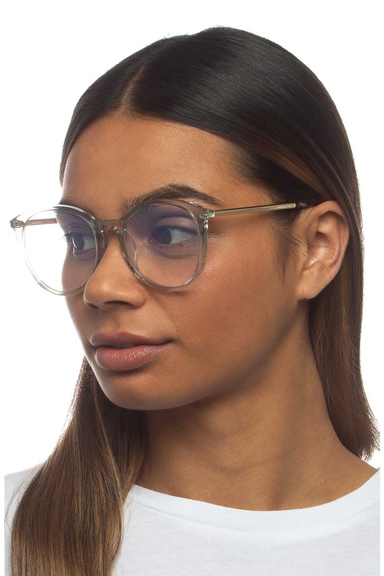 Le Danzing 52mm Round Blue Light Blocking Glasses, Alternate, color, GREY/ GOLD/ ANTI BLUE LIGHT