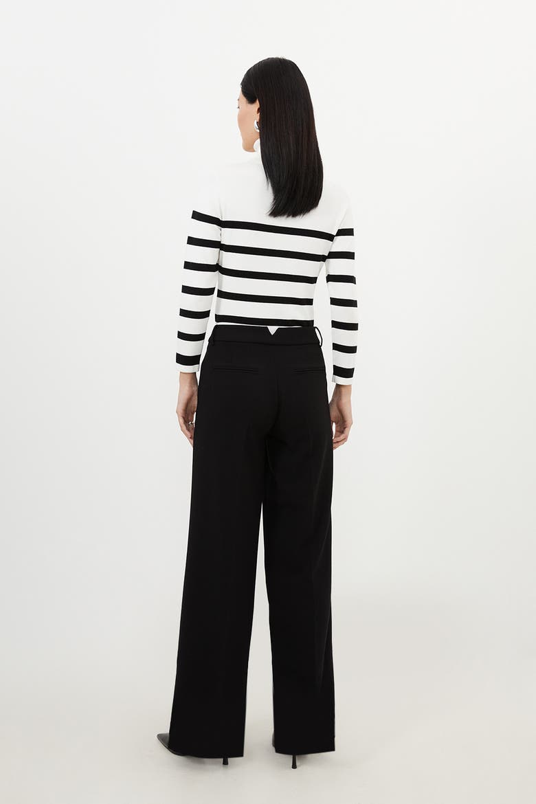 Petite Tailored Straight Leg Pants, Alternate, color, Black