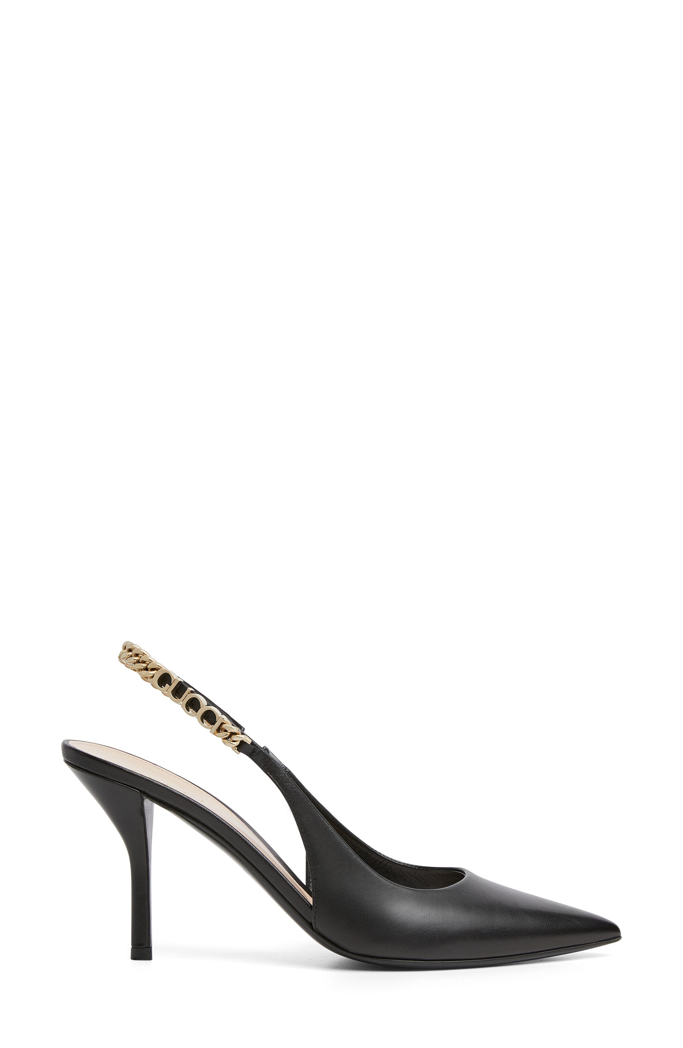 Gucci Signoria Pointed Toe Slingback Pump, Alternate, color, Black