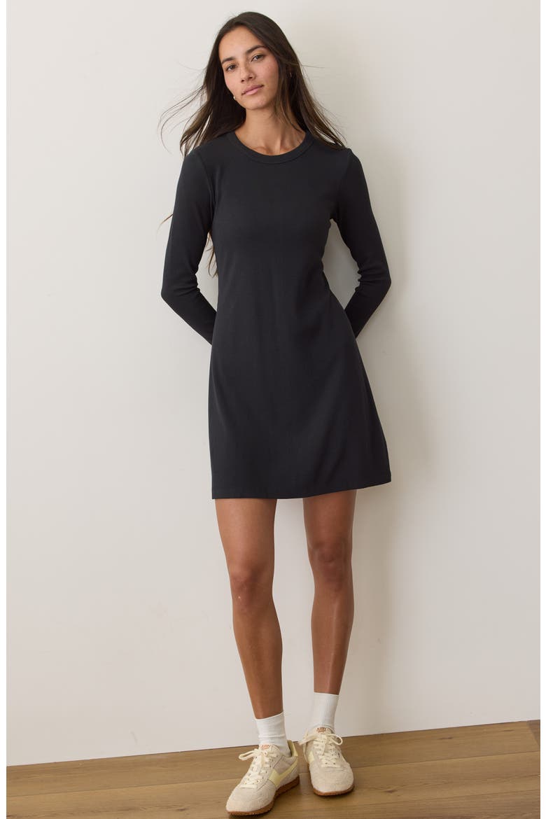 Lexi Long Sleeve Rib Minidress, Alternate, color, BLACK