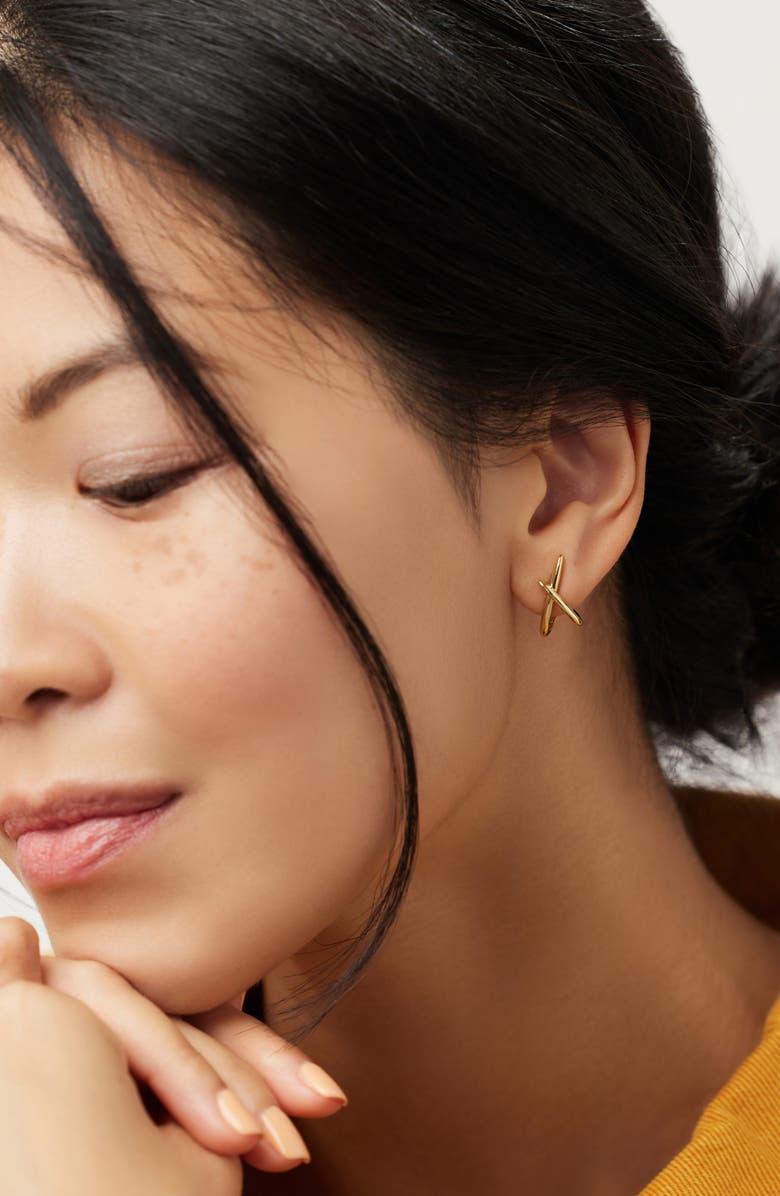 Ana Luisa Sloane Crisscross Stud Earrings, Alternate, color, Gold / Clear