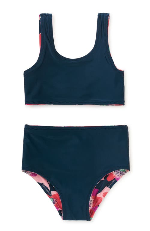 Tea Collection Reversible Swimsuit Set In Block Print Passion Flower