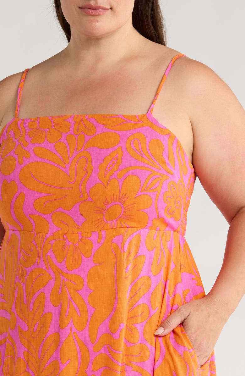 SUGARLIPS Kaci Floral Vin Smocked Sundress, Alternate, color, Orange/ Fuchsia