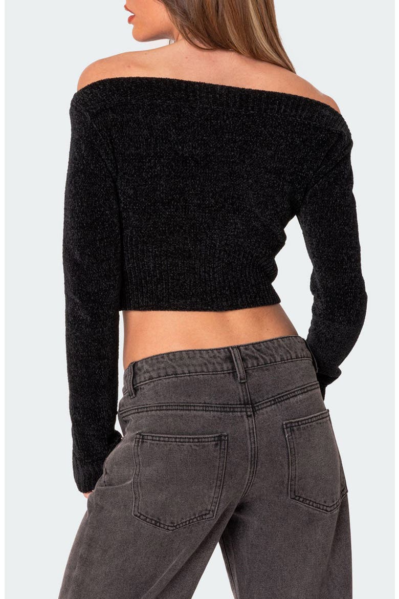 Farrah Off the Shoulder Crop Top, Alternate, color, BLACK