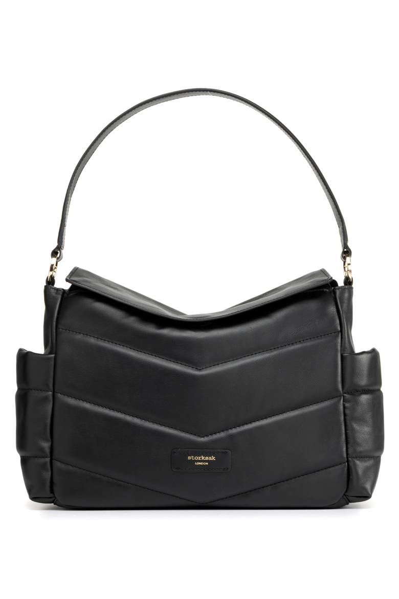 Aria Leather Diaper/Stroller Bag, Alternate, color, BLACK