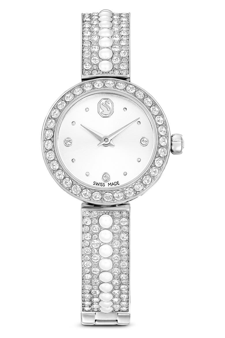 Matrix Faux Pearl Bracelet Watch, 26mm, Main, color, SILVER