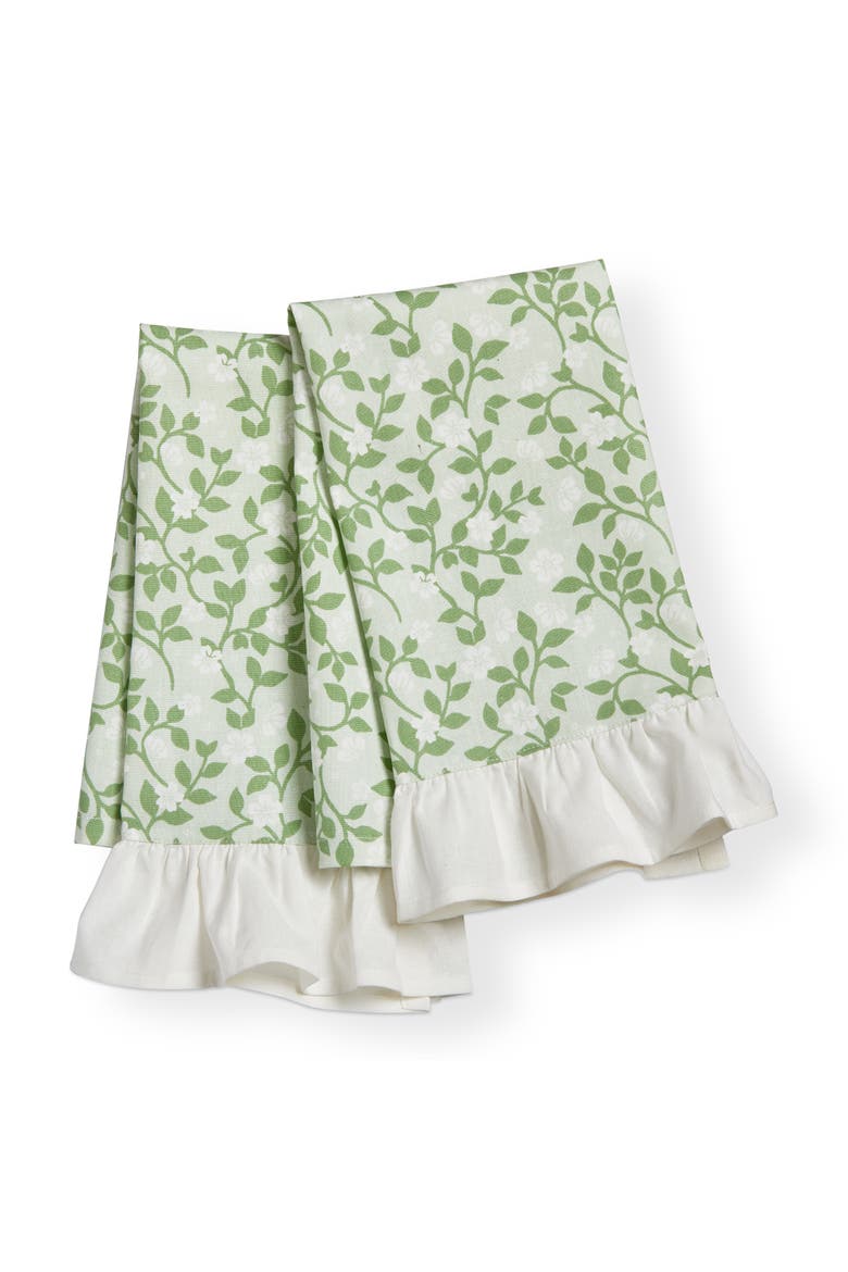 Cozy Cocoon Guest Towels 100% Cotton Green Multi Set of 2 22x16 in, Main, color, Green