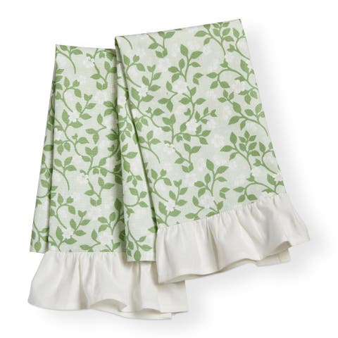 Cozy Cocoon Guest Towels 100% Cotton Green Multi Set of 2 22x16 in