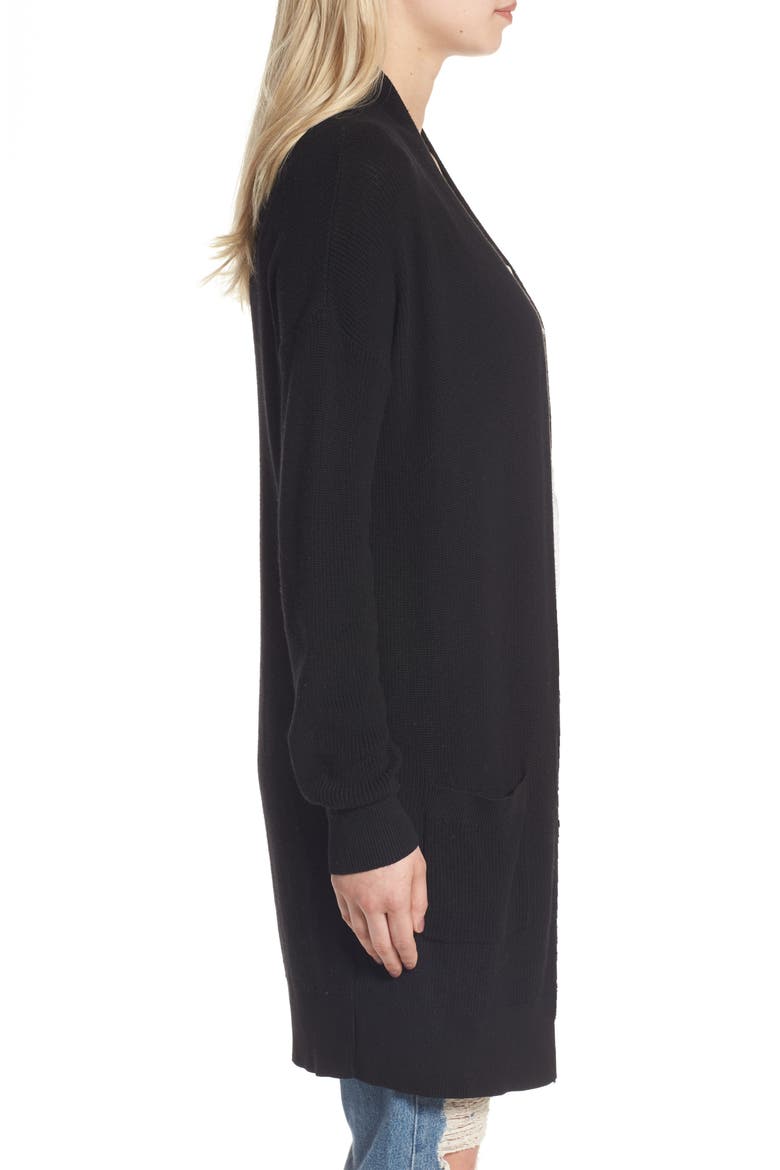 Lightweight Rib Stitch Cardigan, Alternate, color, BLACK