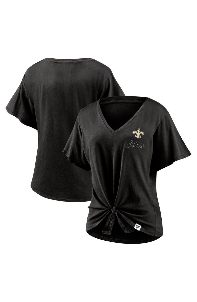 FANATICS Women's Fanatics Branded Black New Orleans Saints Sport Resort Tie Front V-Neck T-Shirt, Main, color, 