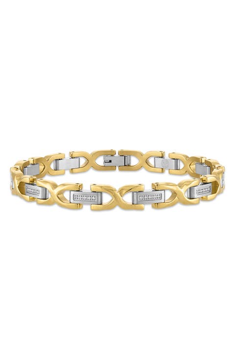 Men's Diamond Two-Tone Link Bracelet