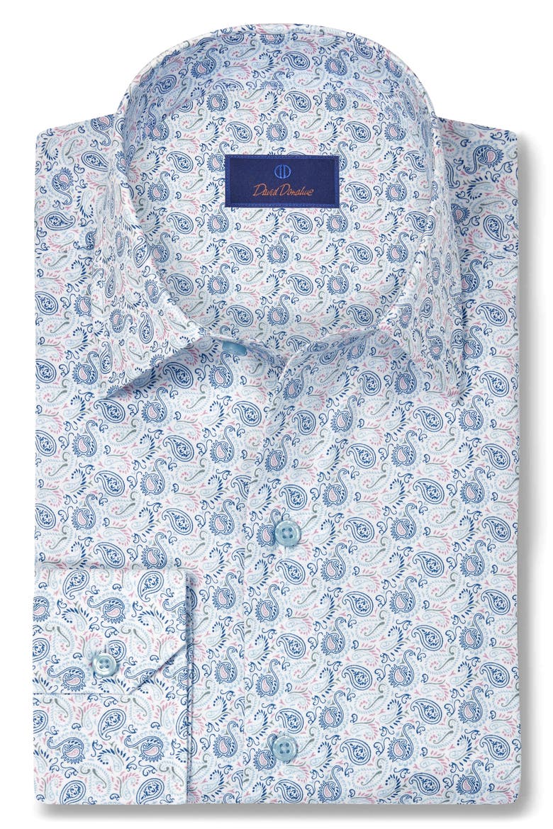 Paisley Print Sport Shirt, Main, color, WHITE/ PINK