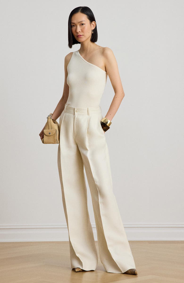 Lauren Ralph Lauren Rib One-Shoulder Top, Alternate, color, Mascarpone Cream