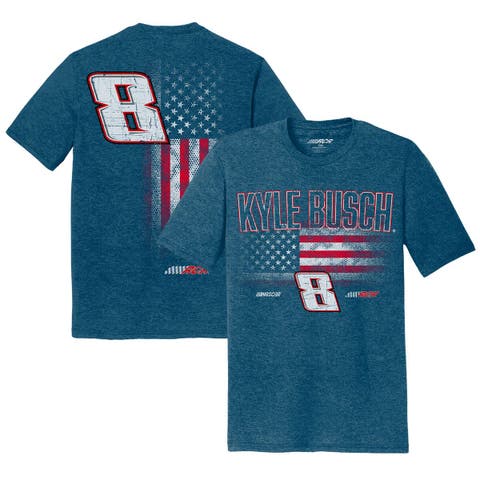Men's Richard Childress Racing Team Collection Heather Blue Kyle Busch Flag Tri-Blend T-Shirt