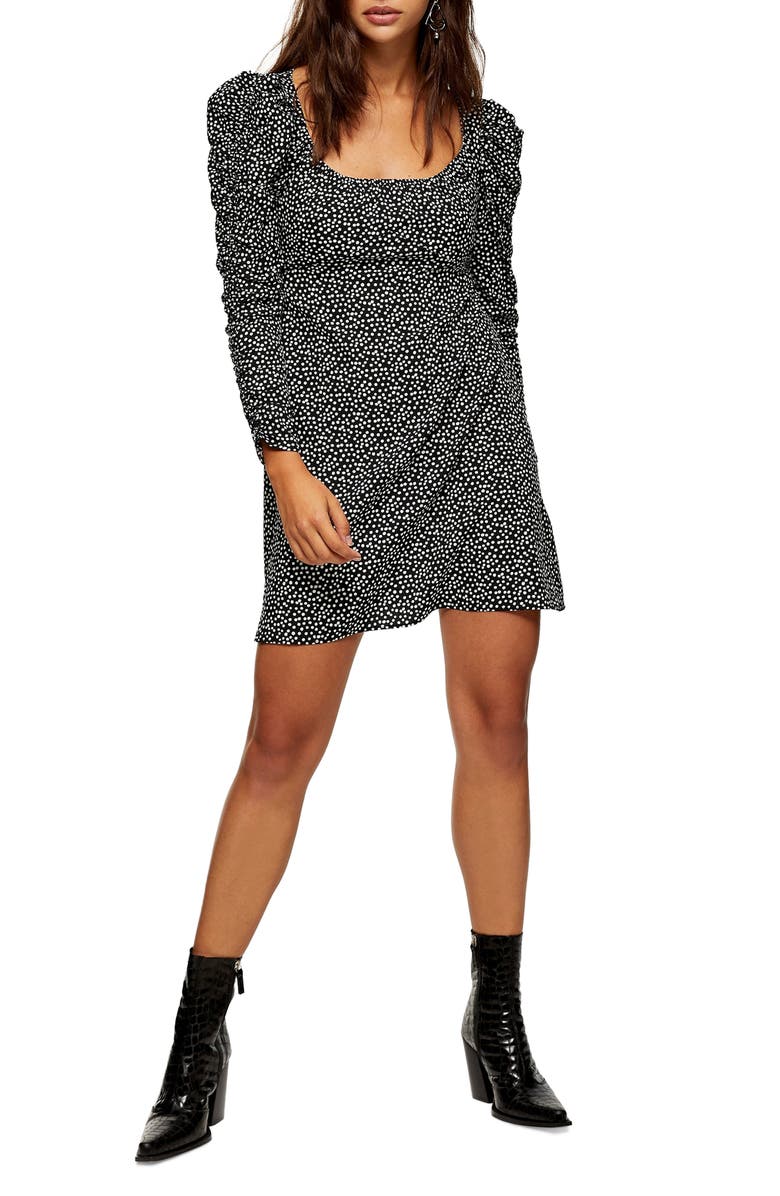 Topshop Ruched Long Sleeve Teadress, Main, color, 