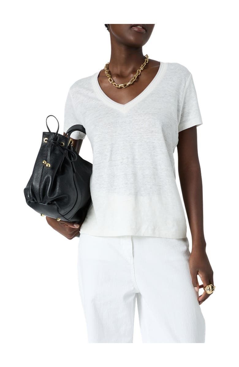 GERARD DAREL Mirana Linen V-Neck T-Shirt, Alternate, color, White