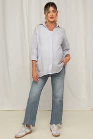 PinkBlush Fringe Hem Maternity Wide Leg Jeans
