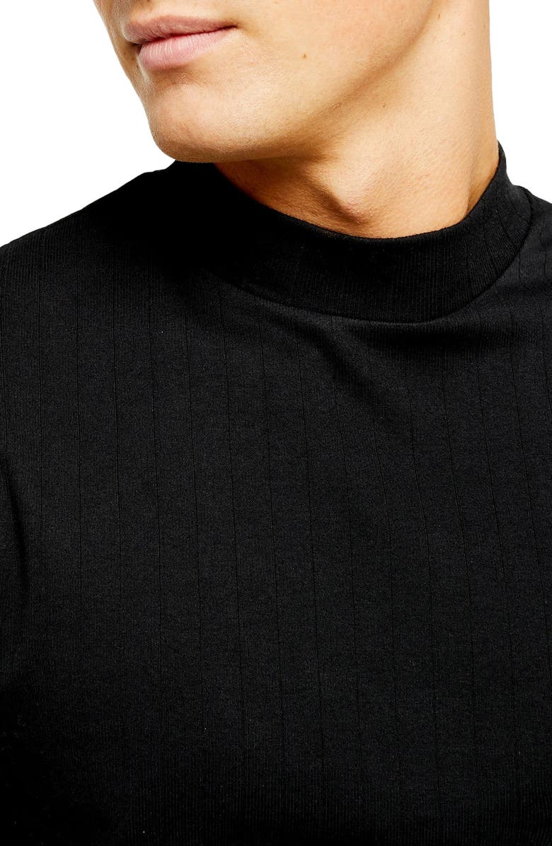 Topman Classic Fit Ribbed Mock Neck T-Shirt, Alternate, color,