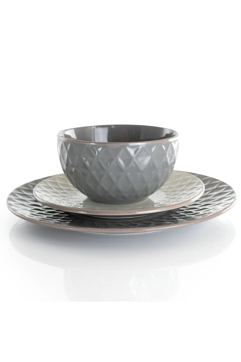 Tahitian Diamond 16 Piece Stoneware Dinnerware Set, Alternate, color, White