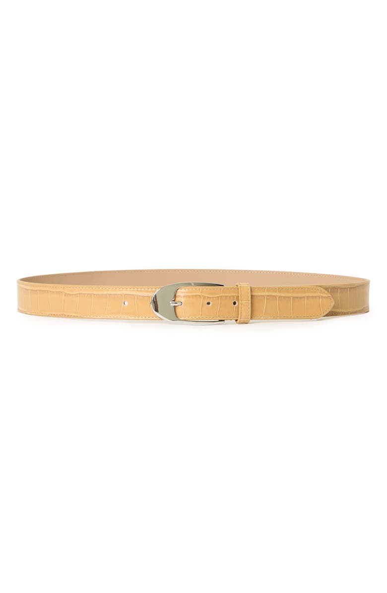 B-Low the Belt Joshua Croc Embossed Leather Belt, Main, color, Light Camel Silver