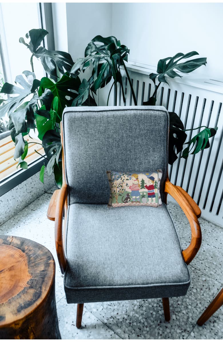 C&F Home Spring Children Vintage Needlepoint Accent Pillow 12" x 16", Alternate, color, Green