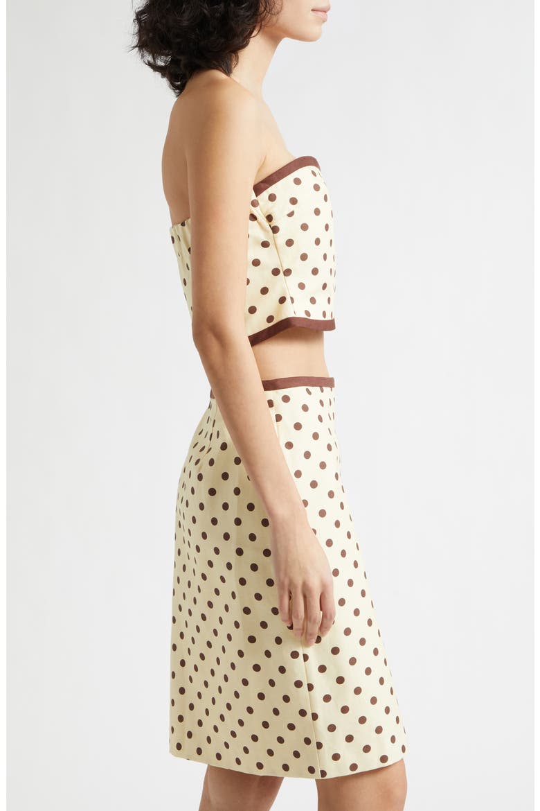 Bowie Strapless Linen Blend Crop Top, Alternate, color, VANILLA/ CHOC