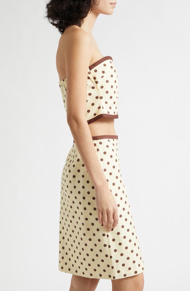 POSSE Bowie Strapless Linen Blend Crop Top, Alternate, color, Vanilla/ Choc