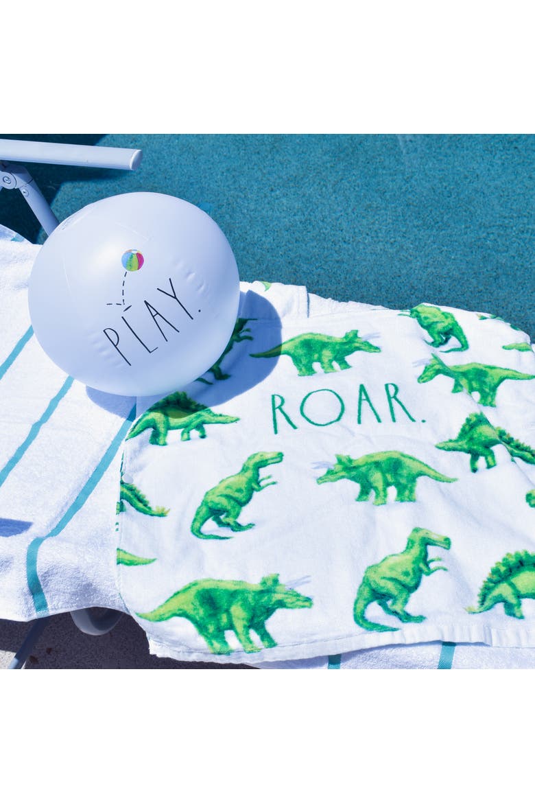 Roar Kids Hooded Towel & 12 Inch Beach Ball Dinosaur, Alternate, color, Multicolored