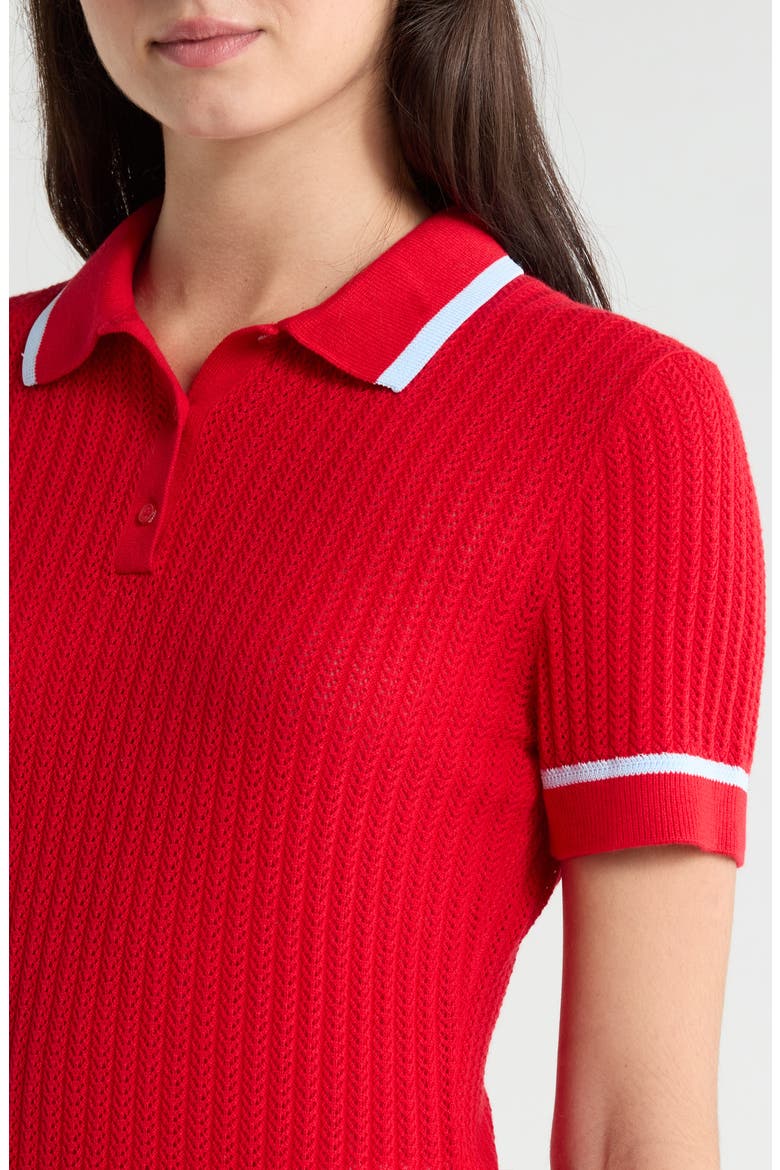 Summer Friday Textured Cotton & Cashmere Polo, Alternate, color, LAVA