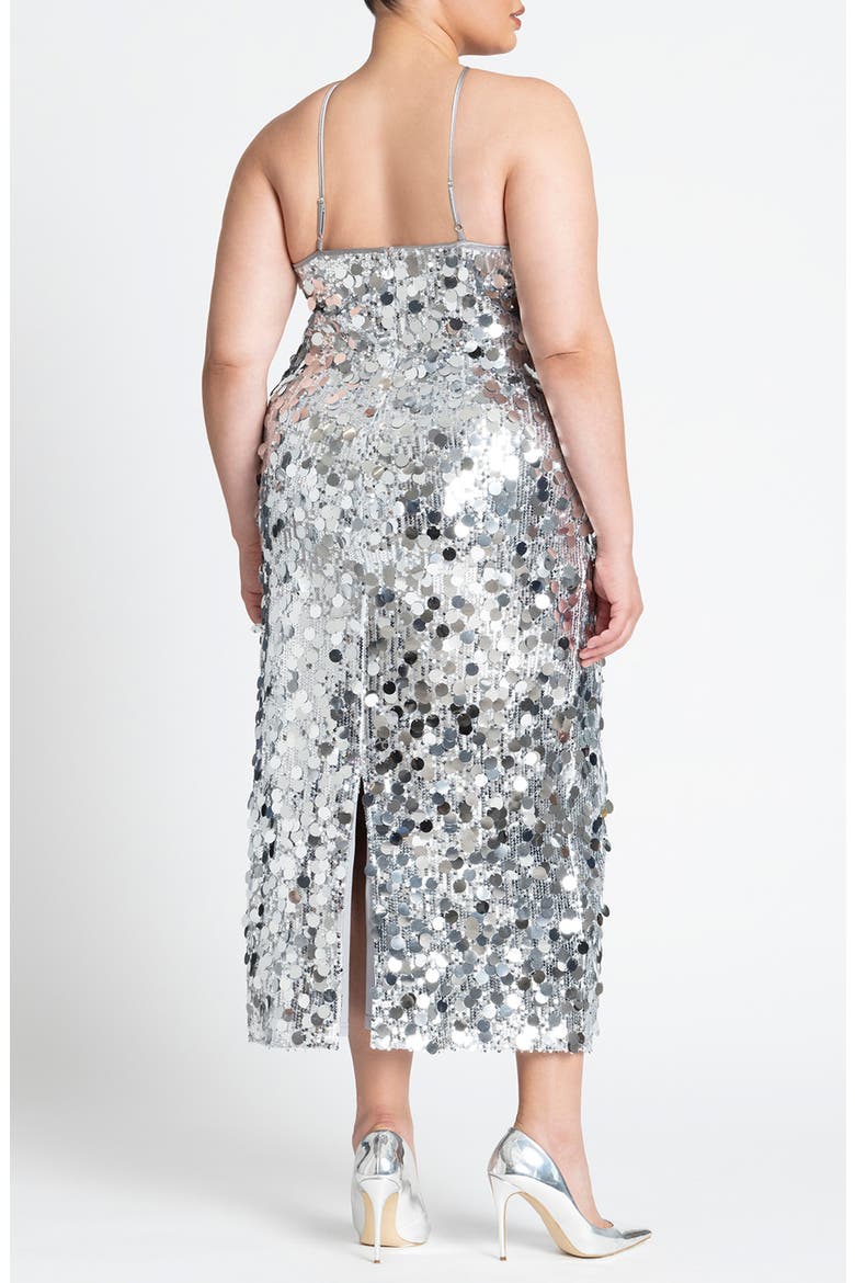 Sequin & Paillette Maxi Dress, Alternate, color, SILVER