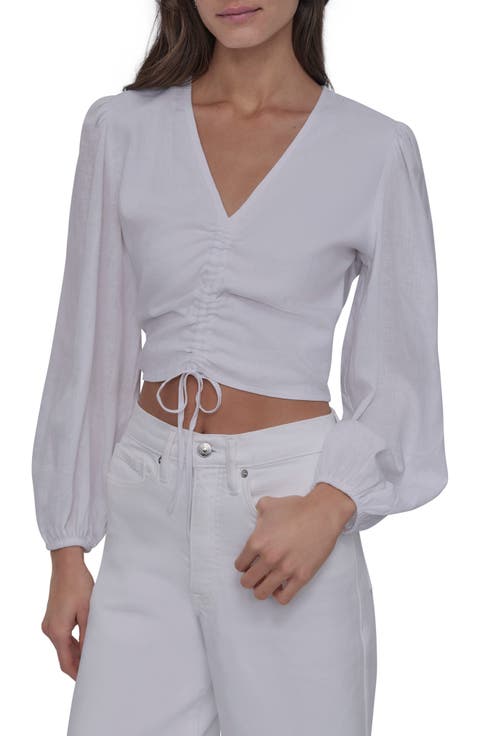 Ruched Deep V-Neck Crop Top